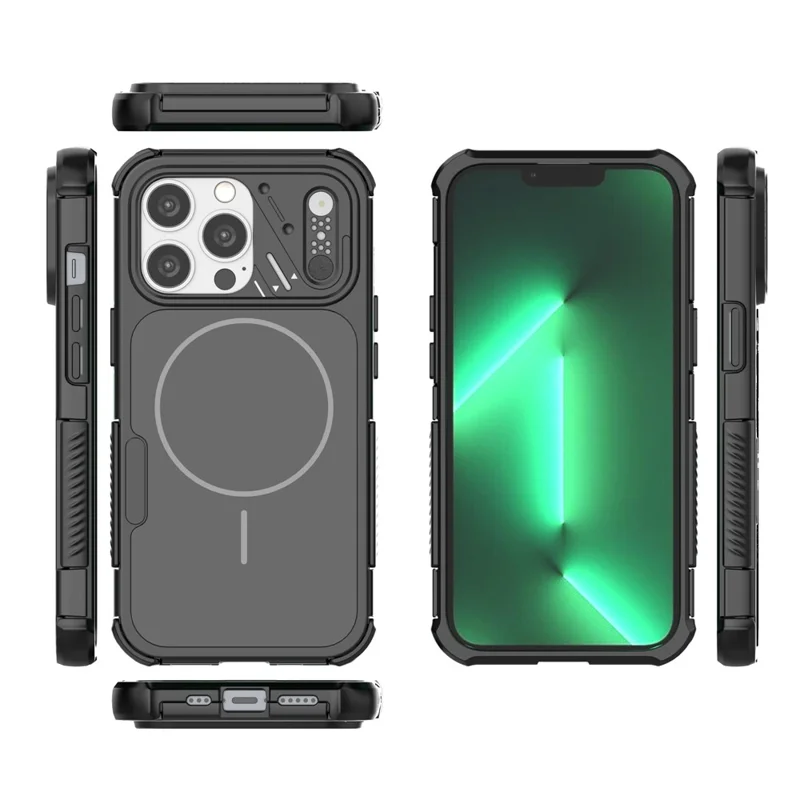Für iPhone 13 Pro Hülle stoßfest Airbag PC+TPU Handyhülle kompatibel mit MagSafe – Schwarz