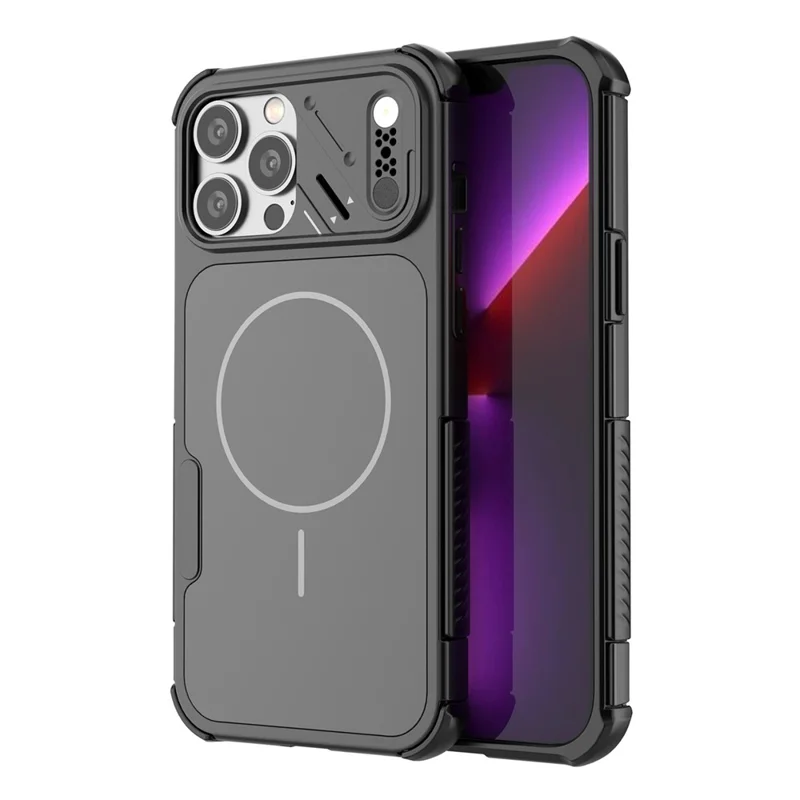 For iPhone 13 Pro Max Case Shockproof Airbag PC+TPU Phone Cover Compatible with MagSafe - Black