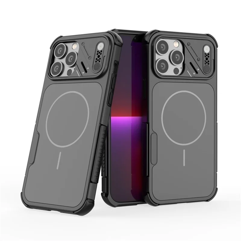 For iPhone 13 Pro Max Case Shockproof Airbag PC+TPU Phone Cover Compatible with MagSafe - Black