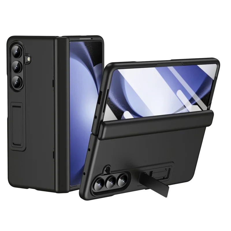 For Samsung Galaxy Z Fold8 Case Hard PC Anti-Drop Phone Cover with Kickstand / HD Screen Protector - Black