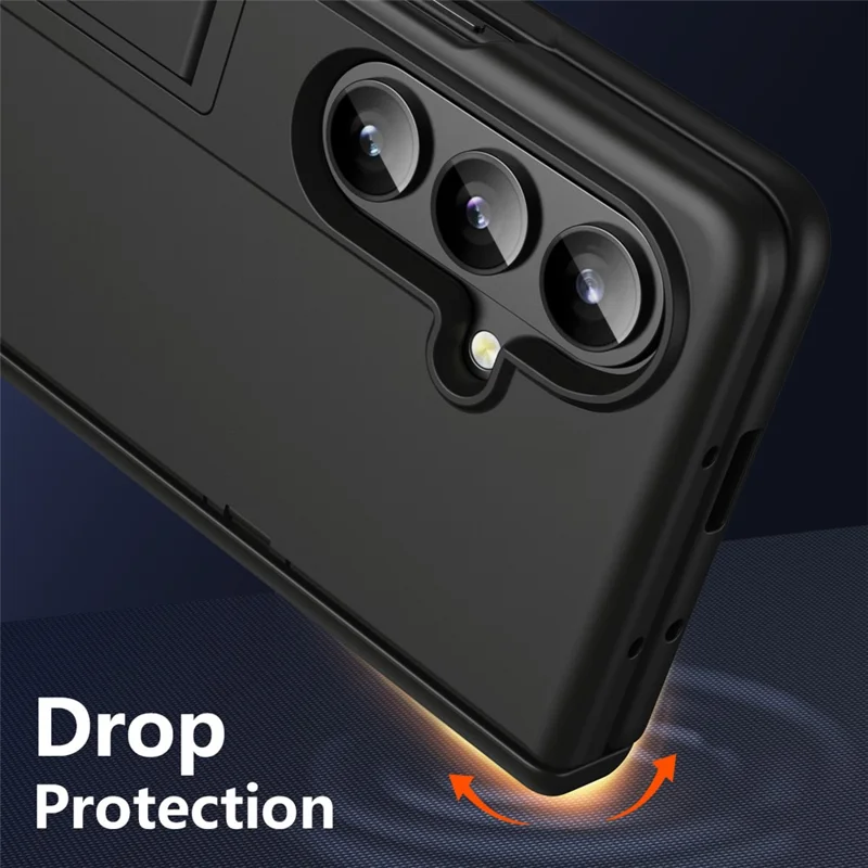 For Samsung Galaxy Z Fold8 Case Hard PC Anti-Drop Phone Cover with Kickstand / HD Screen Protector - Black