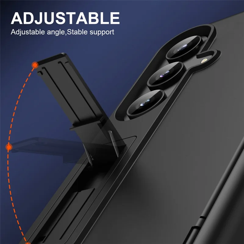 For Samsung Galaxy Z Fold8 Case Hard PC Anti-Drop Phone Cover with Kickstand / HD Screen Protector - Black