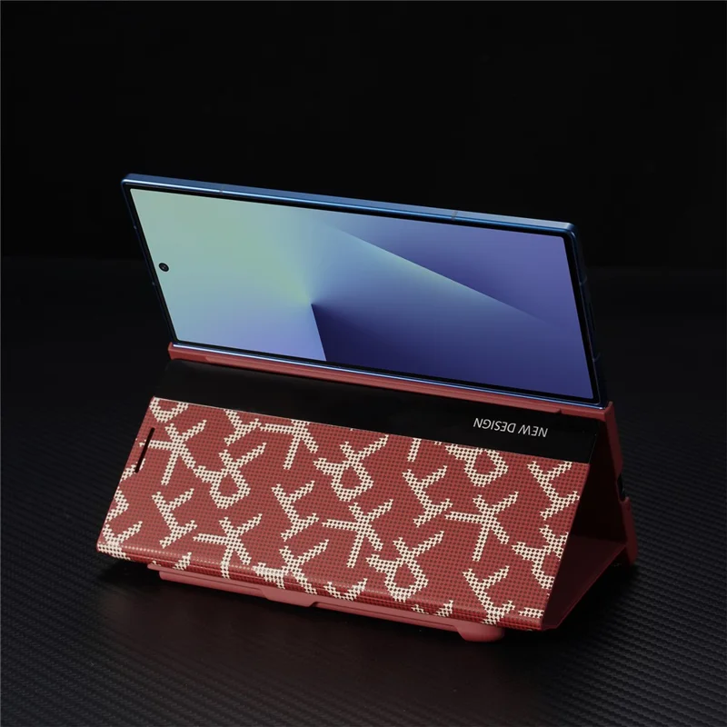 For Samsung Galaxy Z Fold8 Cases Geometric Pixel Pattern Kickstand Foldable PC Phone Cover with Stylus - Red