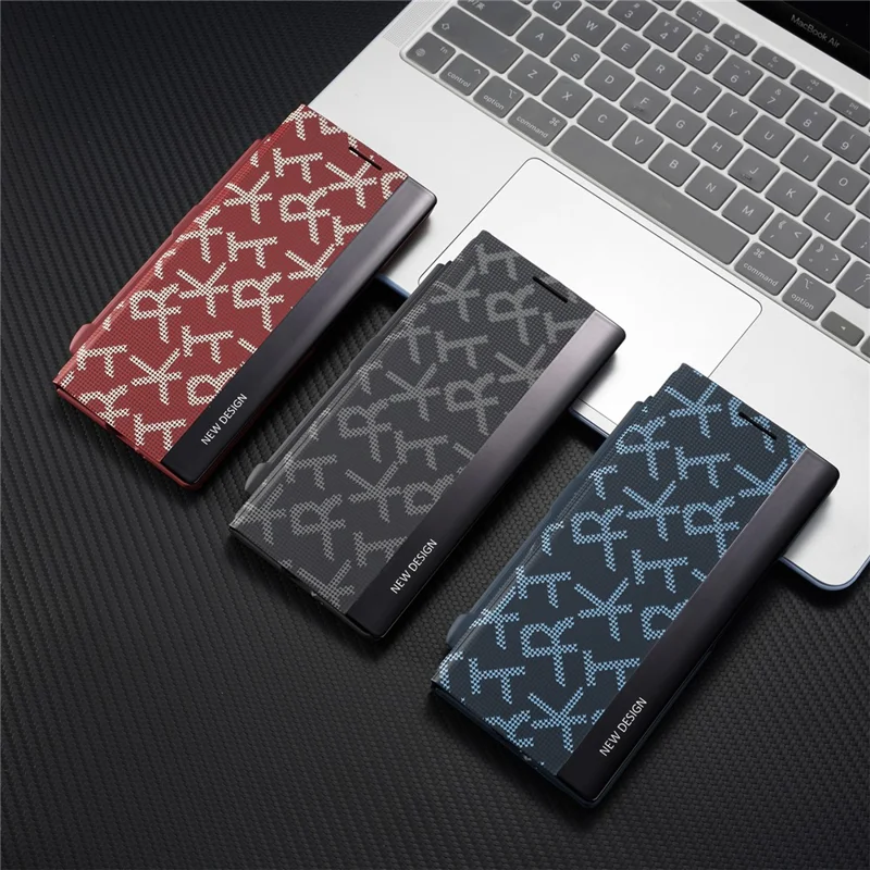For Samsung Galaxy Z Fold8 Cases Geometric Pixel Pattern Kickstand Foldable PC Phone Cover with Stylus - Red