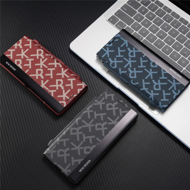 For Samsung Galaxy Z Fold8 Cases Geometric Pixel Pattern Kickstand Foldable PC Phone Cover with Stylus - Red