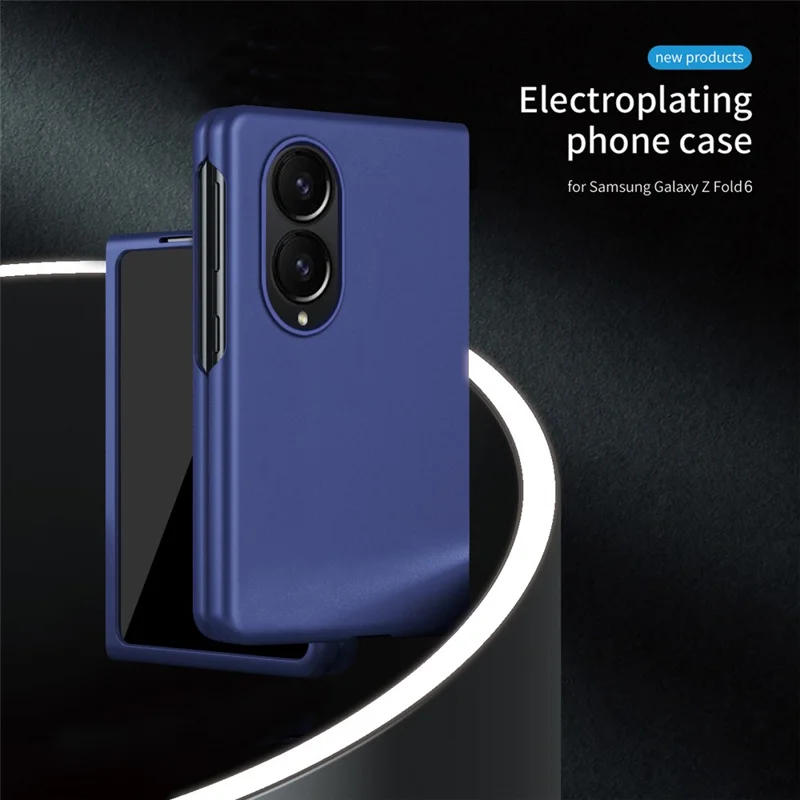 For Samsung Galaxy Z Fold 8 Wide Case Hard PC Electroplating Micro Frosted Protective Cover - Sapphire
