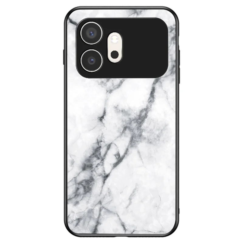 Cover per Honor 600 5G con Motivo Marmo, Custodia Protettiva in Vetro Temperato + PC + TPU - Marmo Bianco