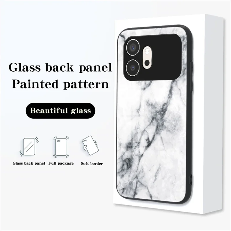 Cover per Honor 600 5G con Motivo Marmo, Custodia Protettiva in Vetro Temperato + PC + TPU - Marmo Bianco