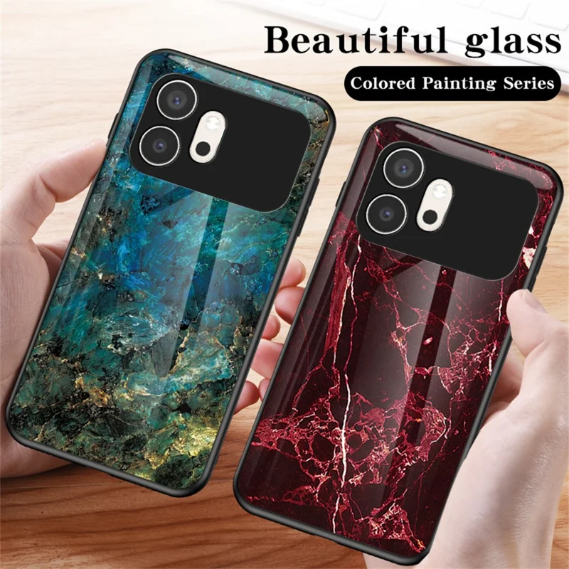 Cover per Honor 600 5G con Motivo Marmo, Custodia Protettiva in Vetro Temperato + PC + TPU - Marmo Bianco