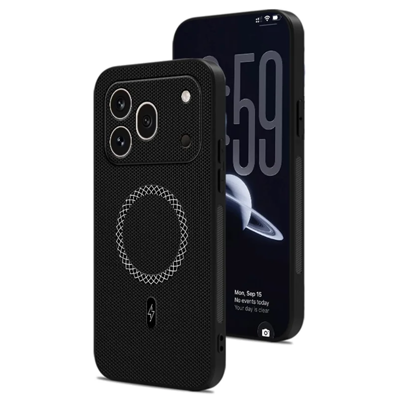 Funda para Honor 600 Pro 5G con Diseño Listo para Soporte de Coche, Textura de Triángulo, Cuero PU, Ultrafina y a Prueba de Golpes - Negra