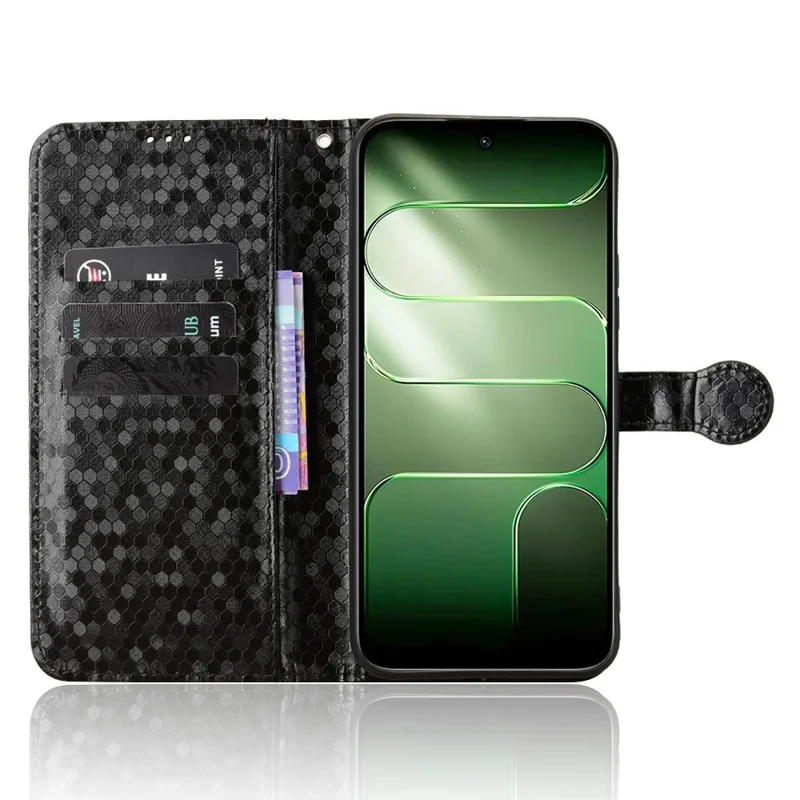 For TECNO Spark 50 5G Wallet Case Dot Pattern Imprint PU Leather Phone Cover with Wrist Strap - Black