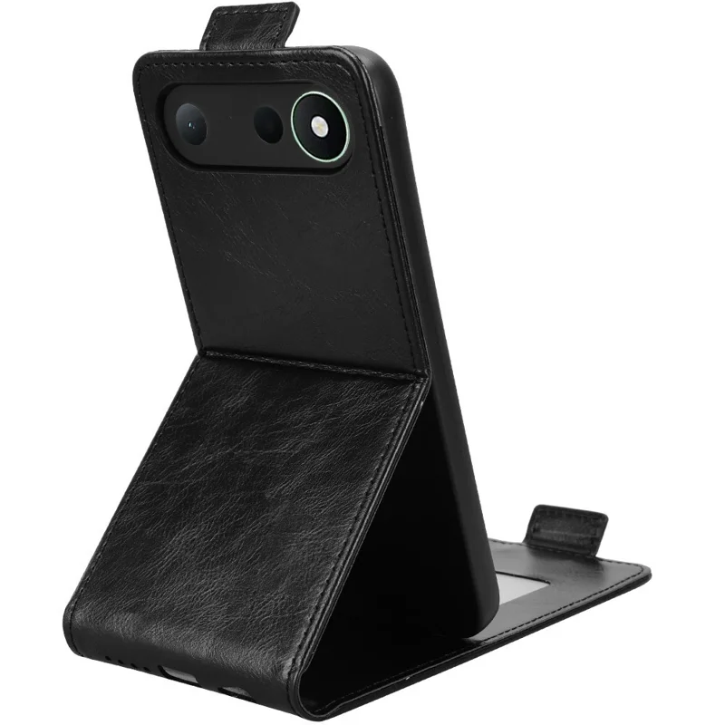 For TECNO Spark 50 5G Stand Case Magnetic Clasp Vertical Flip Leather Phone Cover with Card Holder - Black