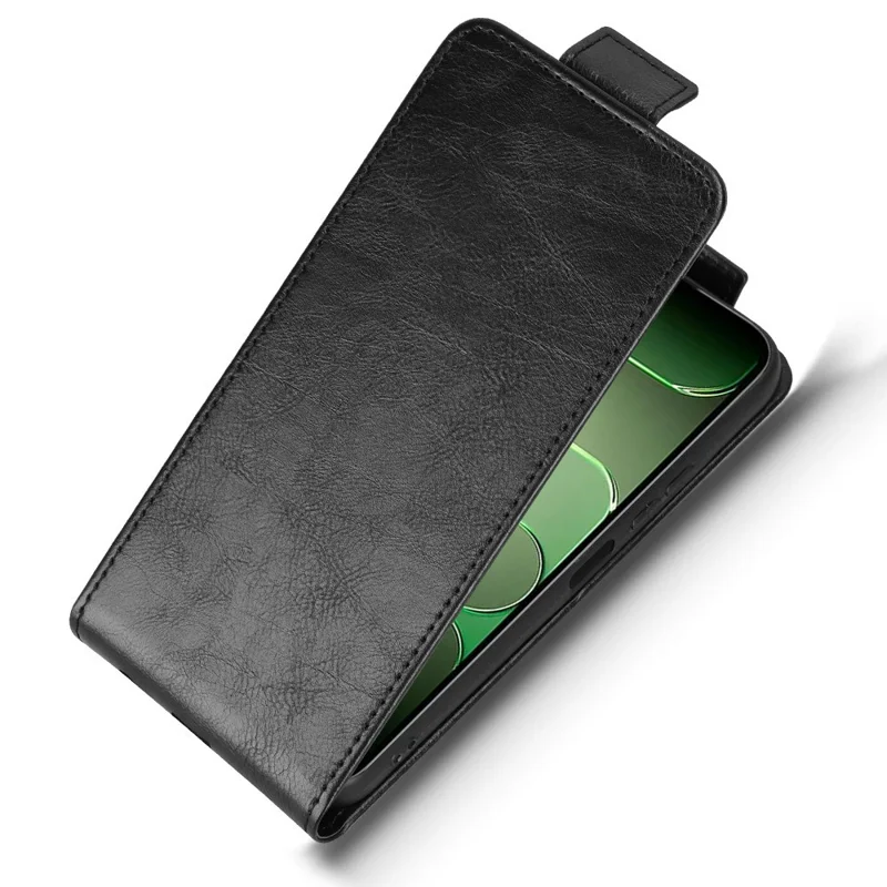 For TECNO Spark 50 5G Stand Case Magnetic Clasp Vertical Flip Leather Phone Cover with Card Holder - Black
