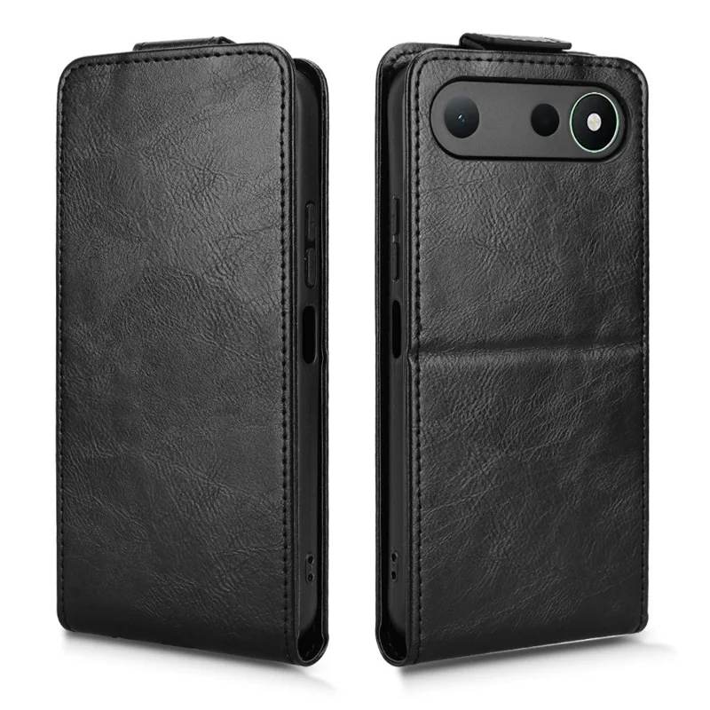 For TECNO Spark 50 5G Stand Case Magnetic Clasp Vertical Flip Leather Phone Cover with Card Holder - Black