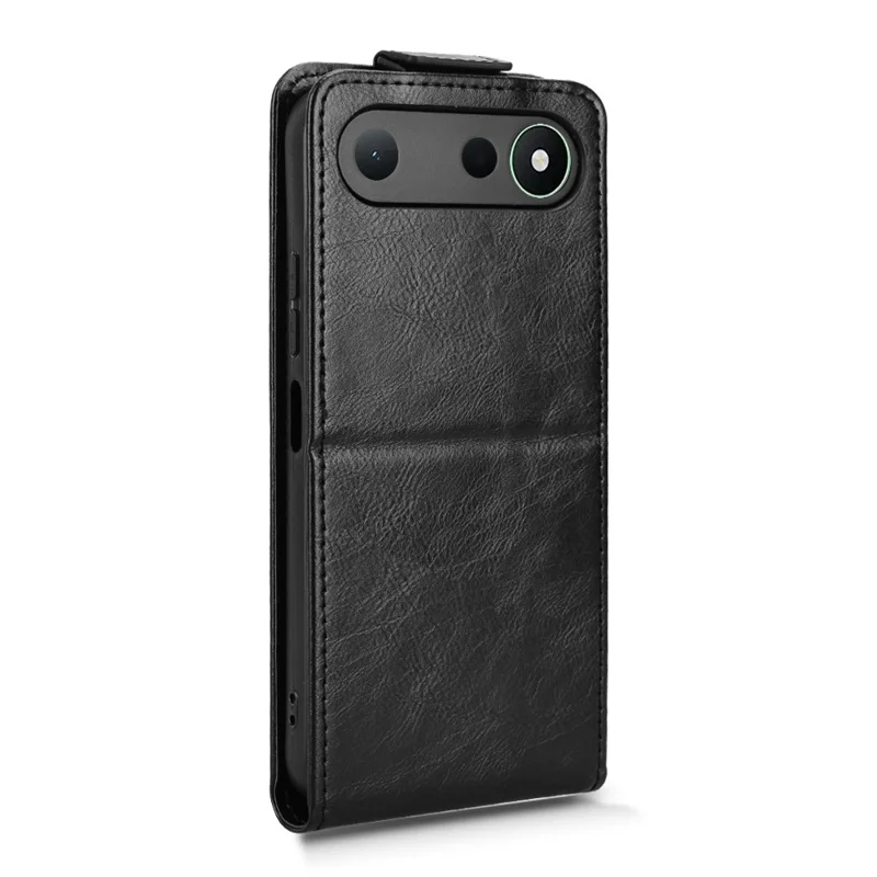For TECNO Spark 50 5G Stand Case Magnetic Clasp Vertical Flip Leather Phone Cover with Card Holder - Black