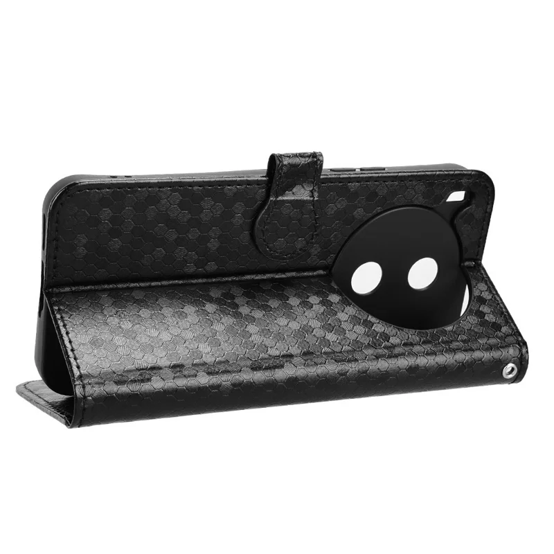 For vivo Y600 Pro 5G Wallet Case Dot Pattern Imprint PU Leather Phone Cover with Wrist Strap - Black