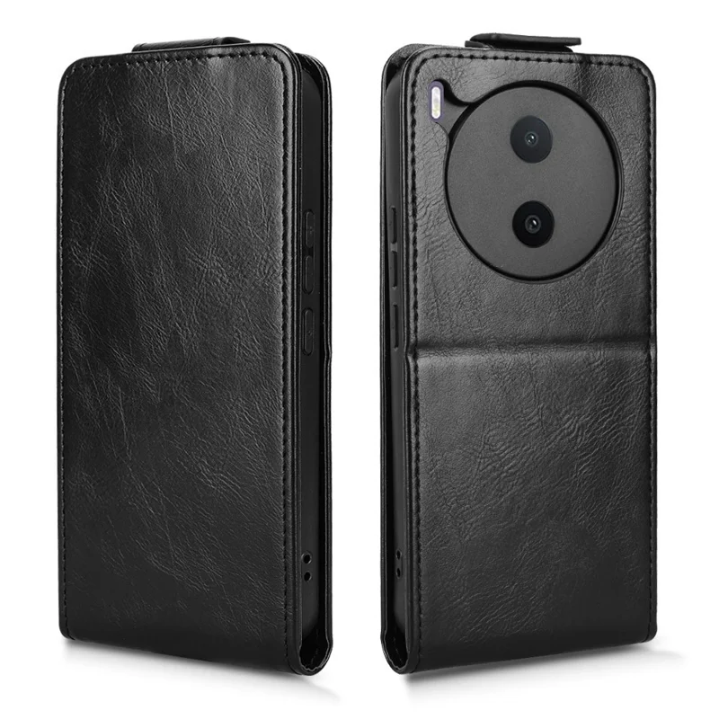 For vivo Y600 Pro 5G Stand Case Magnetic Clasp Vertical Flip Leather Phone Cover with Card Holder - Black