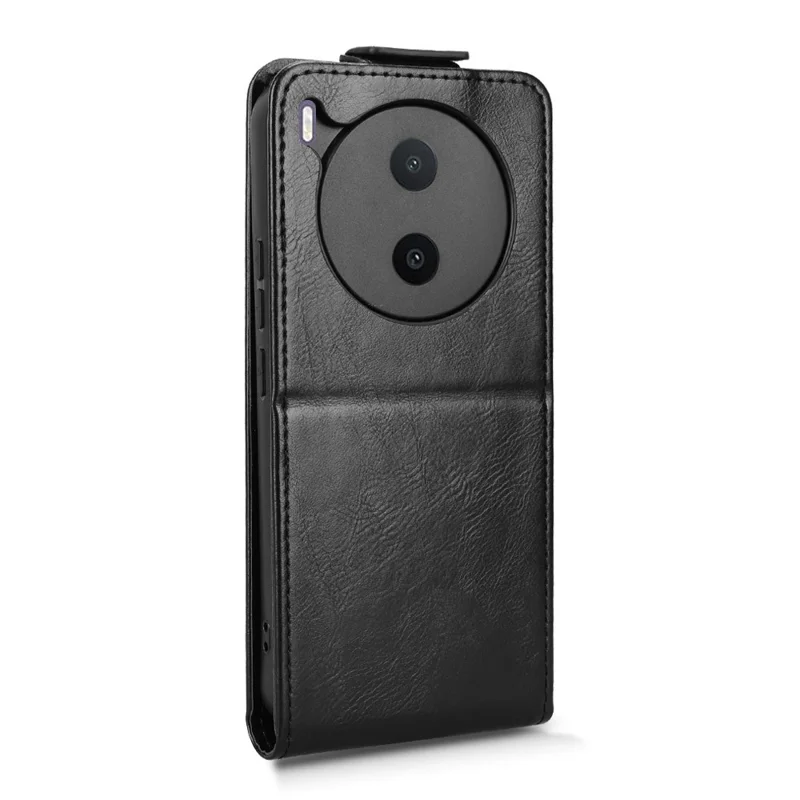 For vivo Y600 Pro 5G Stand Case Magnetic Clasp Vertical Flip Leather Phone Cover with Card Holder - Black