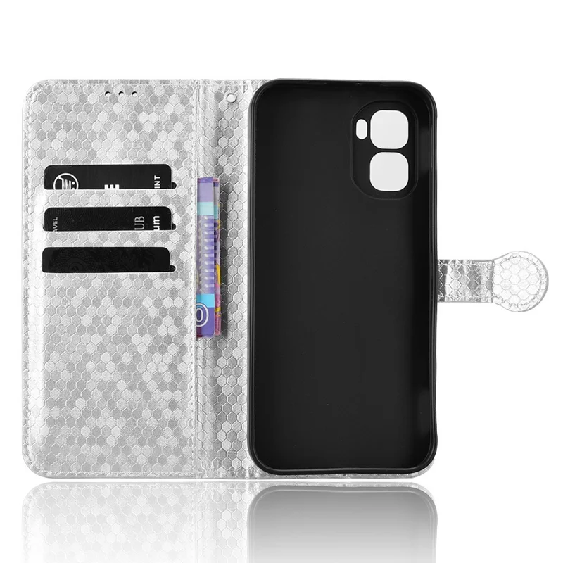 For Infinix GT 50 Pro 5G Wallet Case Dot Pattern Imprint PU Leather Phone Cover with Wrist Strap - Silver
