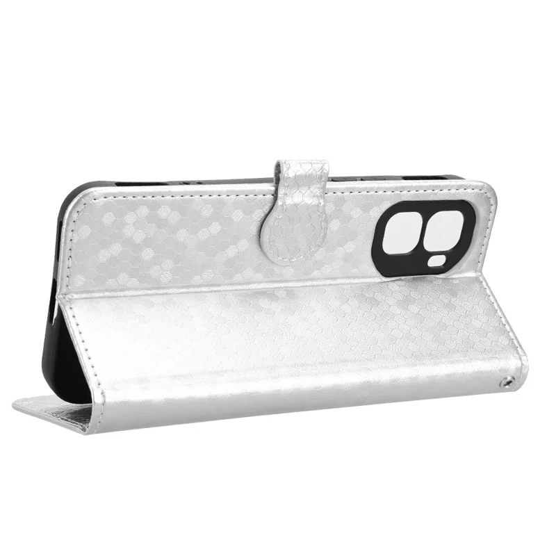 For Infinix GT 50 Pro 5G Wallet Case Dot Pattern Imprint PU Leather Phone Cover with Wrist Strap - Silver