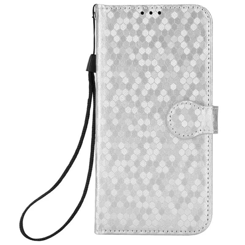 For Infinix GT 50 Pro 5G Wallet Case Dot Pattern Imprint PU Leather Phone Cover with Wrist Strap - Silver