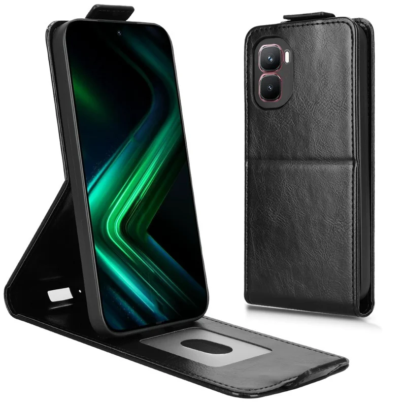 For Infinix GT 50 Pro 5G Stand Case Magnetic Clasp Vertical Flip Leather Phone Cover with Card Holder - Black