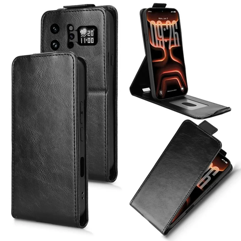 Cover con supporto per Infinix Note 60 Ultra 5G, custodia verticale con chiusura magnetica, rivestimento in pelle, con porta carte - Nero
