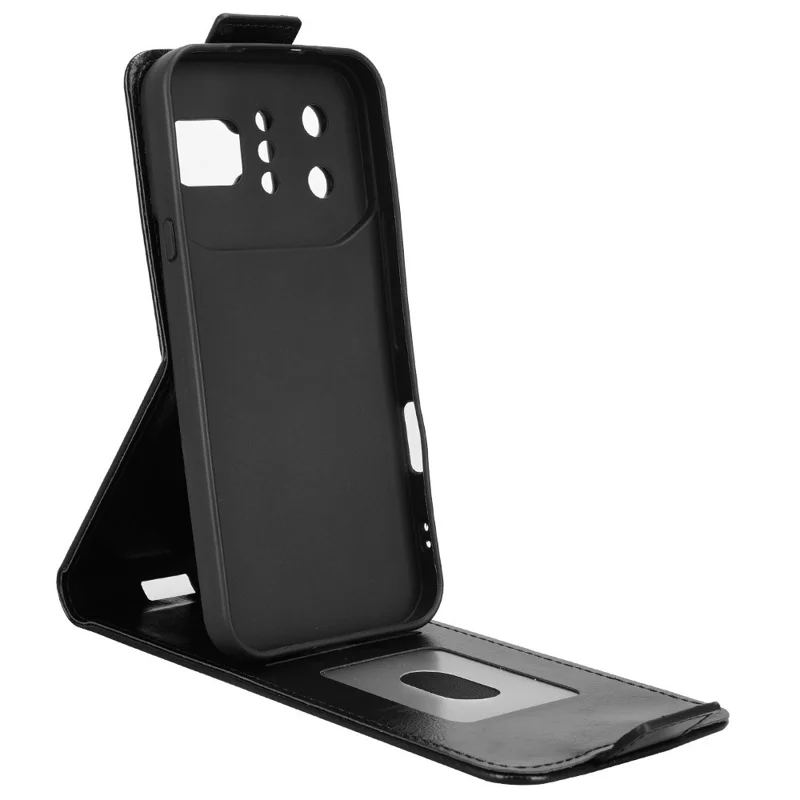 Cover con supporto per Infinix Note 60 Ultra 5G, custodia verticale con chiusura magnetica, rivestimento in pelle, con porta carte - Nero