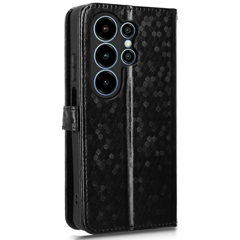 For Blackview Wave 10 Wallet Case Dot Pattern Imprint PU Leather Phone Cover with Wrist Strap - Black