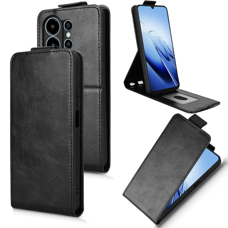 Etui do Blackview Wave 10 z uchwytem, z magnesem, pionowe etui skórzane z uchwytem na kartę - Czarny