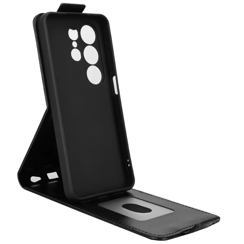 Etui do Blackview Wave 10 z uchwytem, z magnesem, pionowe etui skórzane z uchwytem na kartę - Czarny