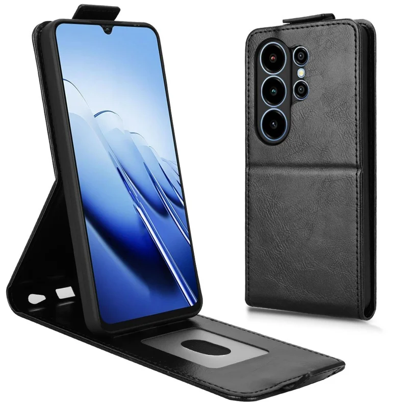 Etui do Blackview Wave 10 z uchwytem, z magnesem, pionowe etui skórzane z uchwytem na kartę - Czarny
