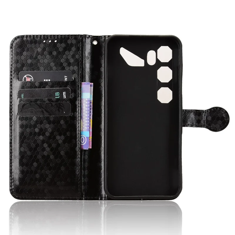 For ZTE nubia Neo 5 GT 5G Wallet Case Dot Pattern Imprint PU Leather Phone Cover with Wrist Strap - Black