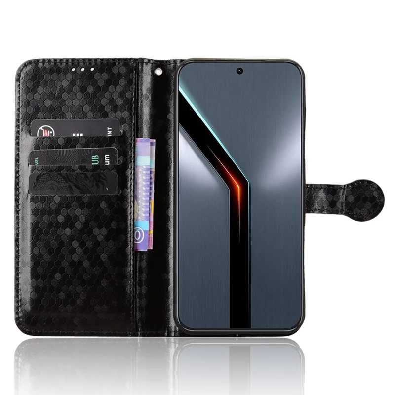 For ZTE nubia Neo 5 GT 5G Wallet Case Dot Pattern Imprint PU Leather Phone Cover with Wrist Strap - Black