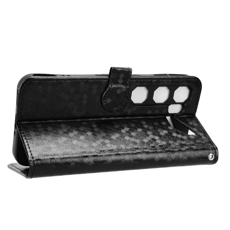 For ZTE nubia Neo 5 GT 5G Wallet Case Dot Pattern Imprint PU Leather Phone Cover with Wrist Strap - Black