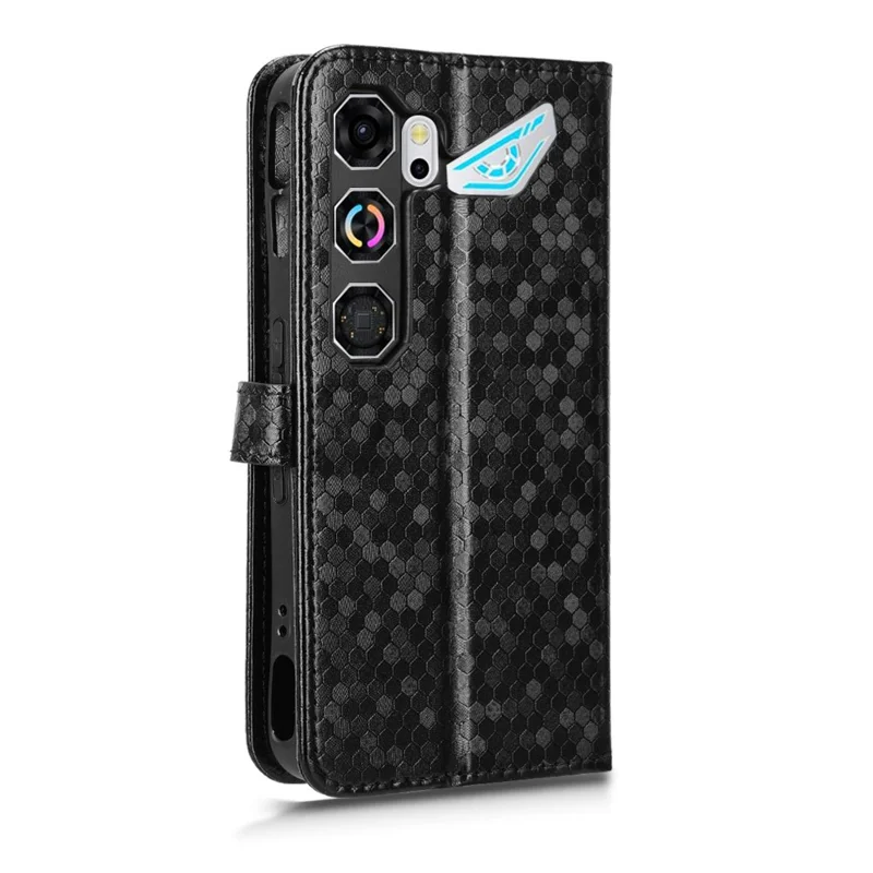 For ZTE nubia Neo 5 GT 5G Wallet Case Dot Pattern Imprint PU Leather Phone Cover with Wrist Strap - Black