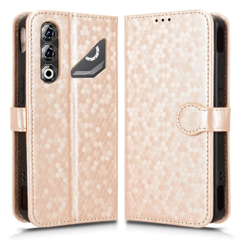 For ZTE nubia Neo 5 Pro 5G Wallet Case Dot Pattern Imprint PU Leather Phone Cover with Wrist Strap - Rose Gold
