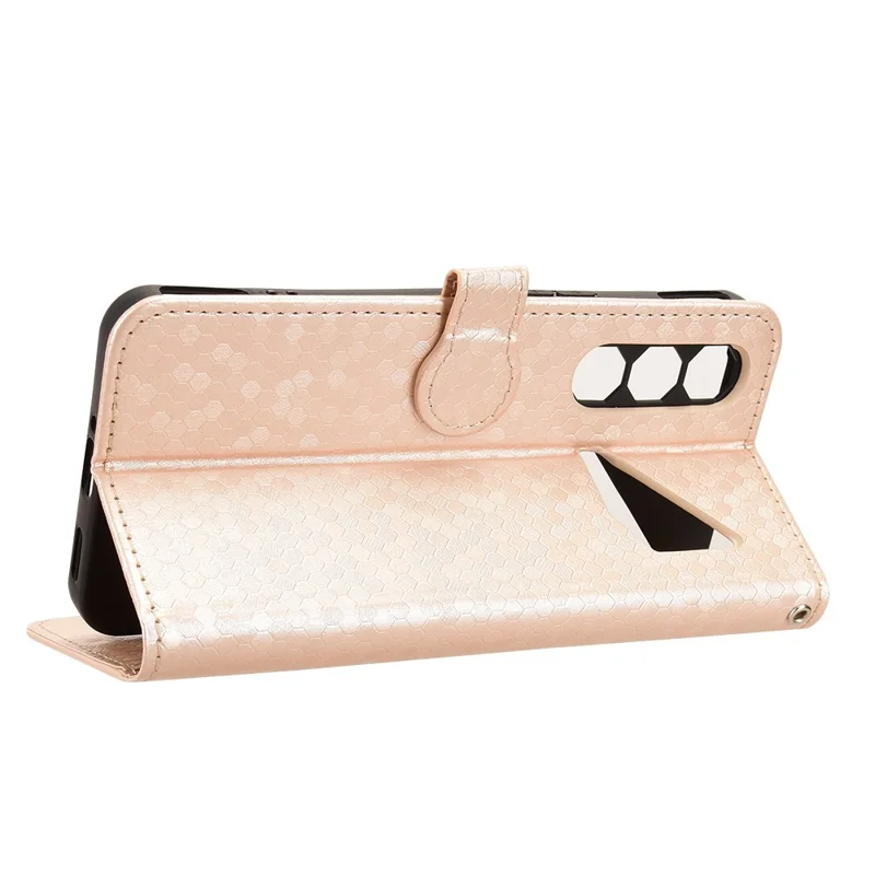 For ZTE nubia Neo 5 Pro 5G Wallet Case Dot Pattern Imprint PU Leather Phone Cover with Wrist Strap - Rose Gold