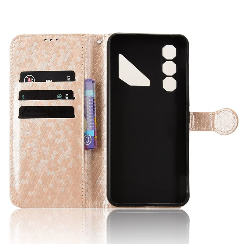 For ZTE nubia Neo 5 Pro 5G Wallet Case Dot Pattern Imprint PU Leather Phone Cover with Wrist Strap - Rose Gold