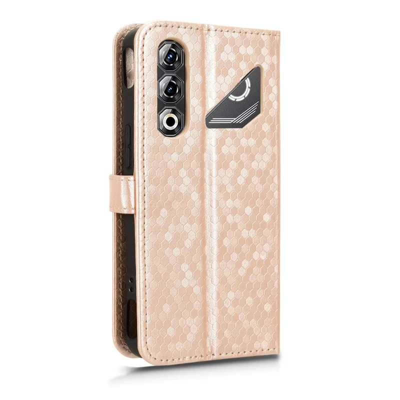 For ZTE nubia Neo 5 Pro 5G Wallet Case Dot Pattern Imprint PU Leather Phone Cover with Wrist Strap - Rose Gold