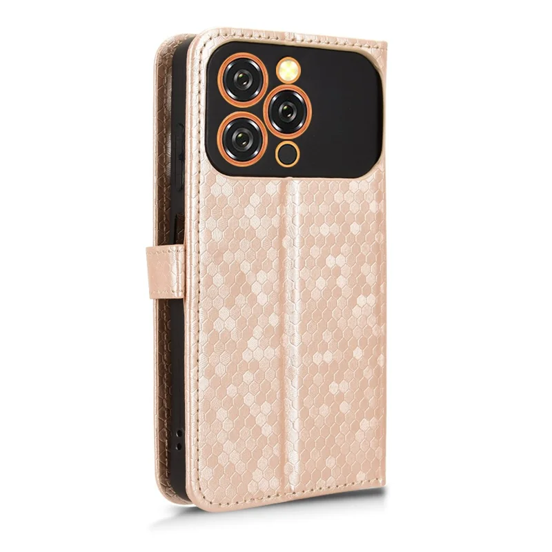 For Oukitel C17 Wallet Case Dot Pattern Imprint PU Leather Phone Cover with Wrist Strap - Rose Gold
