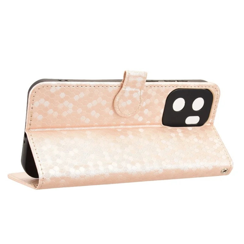 For OnePlus Ace 6 Ultra 5G Wallet Case Dot Pattern Imprint PU Leather Phone Cover with Wrist Strap - Rose Gold