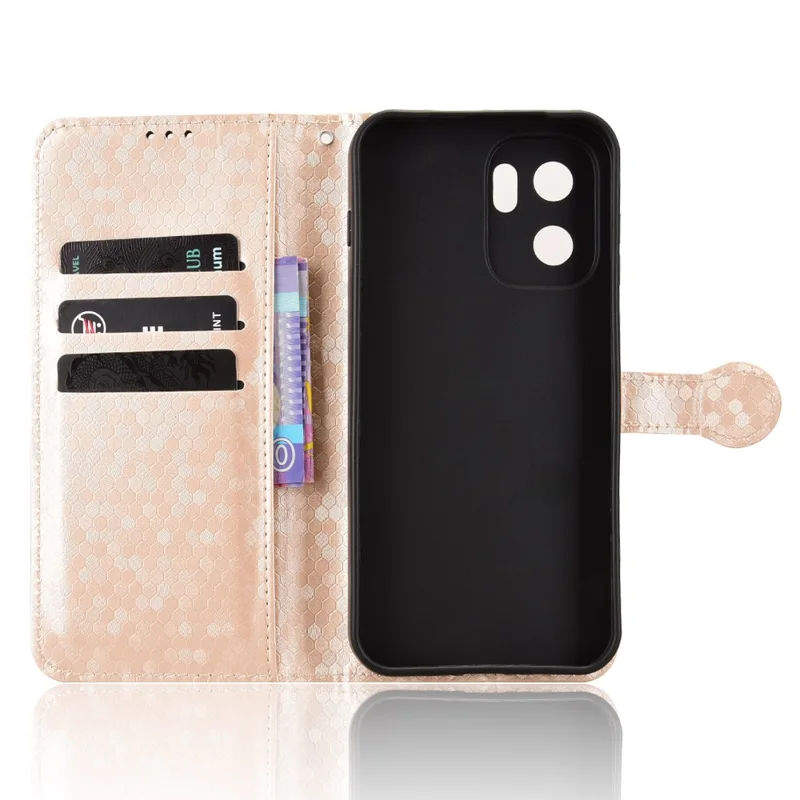 For OnePlus Ace 6 Ultra 5G Wallet Case Dot Pattern Imprint PU Leather Phone Cover with Wrist Strap - Rose Gold