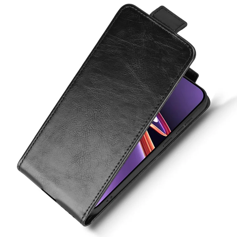 For OnePlus Ace 6 Ultra 5G Stand Case Magnetic Clasp Vertical Flip Leather Phone Cover with Card Holder - Black