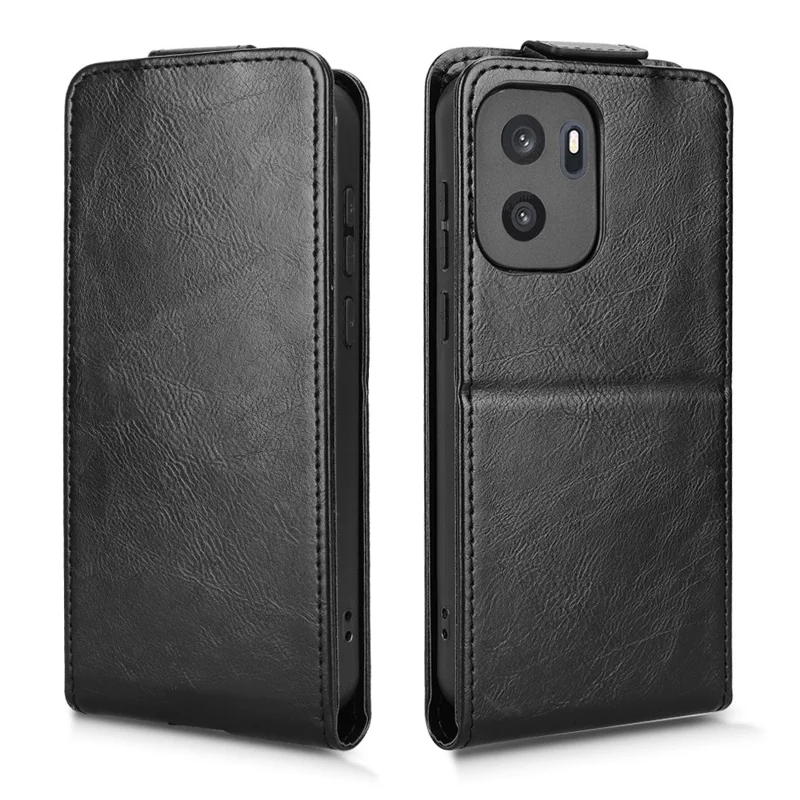 For OnePlus Ace 6 Ultra 5G Stand Case Magnetic Clasp Vertical Flip Leather Phone Cover with Card Holder - Black