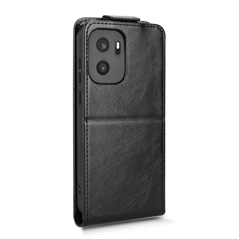 For OnePlus Ace 6 Ultra 5G Stand Case Magnetic Clasp Vertical Flip Leather Phone Cover with Card Holder - Black