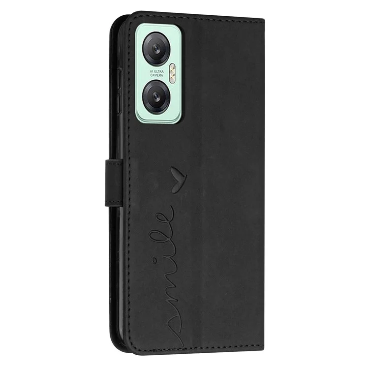 Für Infinix Hot 20 5G Hauttouch PU Leder Magnetisch Flip Cover Geprägtes Herzform Wallet Stand Schutz Telefonhülle Mit Schultergurt - Schwarz