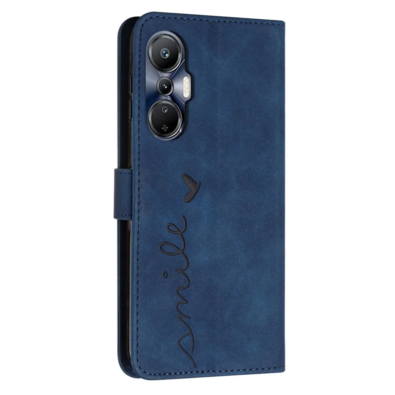 For Infinix Hot 20S 4G PU Leather Case Heart Shape Imprinted Wallet Stand Flip Cover with Shoulder Strap - Sapphire