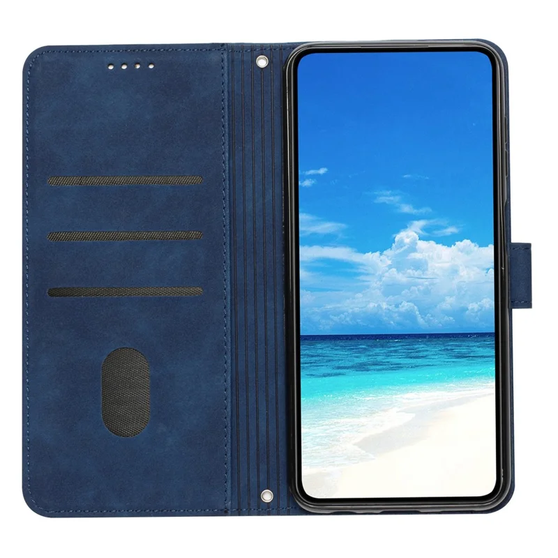 For Infinix Hot 20S 4G PU Leather Case Heart Shape Imprinted Wallet Stand Flip Cover with Shoulder Strap - Sapphire