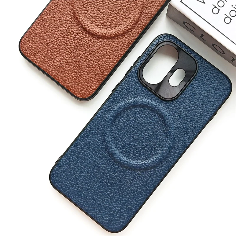 For OnePlus 15T 5G Magnetic Case Litchi Texture PU Leather Coated PC + TPU Protective Phone Cover - Black